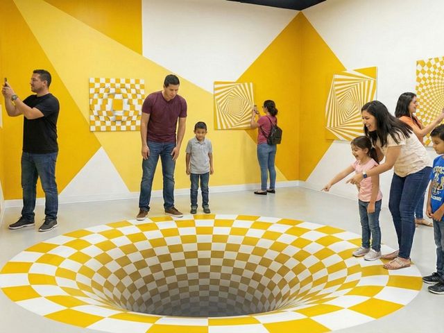 Muzeum Iluzji w Mielnie – iluzja 3D głębokiej dziury na podłodze