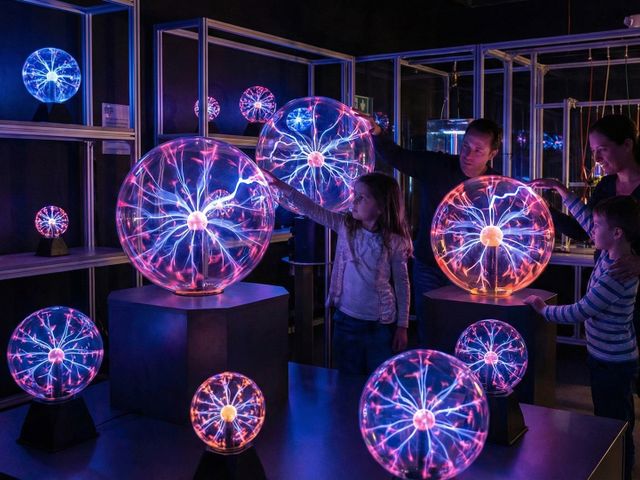 Muzeum Iluzji w Mielnie – strefa kul plazmowych z efektami elektrycznymi