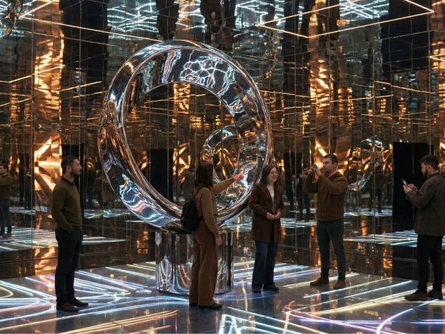 Muzeum Iluzji w Mielnie – lustrzana rzeźba torus w sali odbić